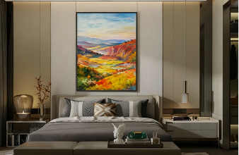 Modern bed room interior cleaned by professional house cleaner
